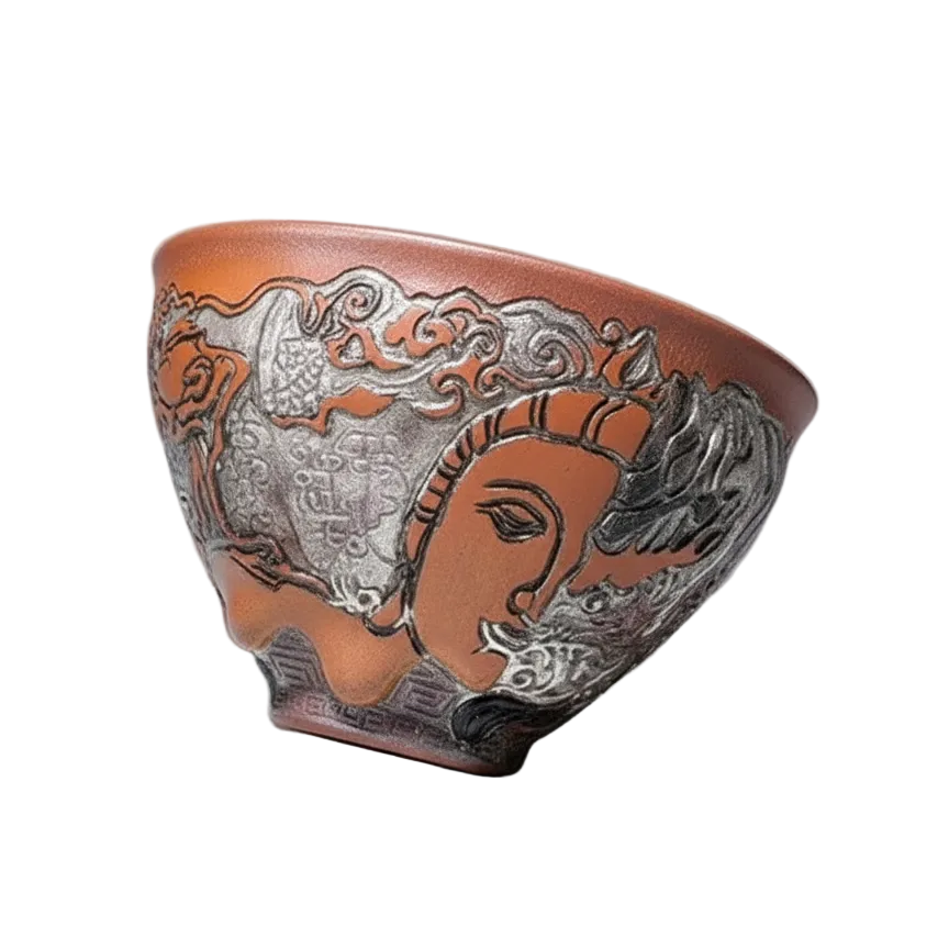 Carved Porcelain Tea Cup - Half Buddha Whole Self