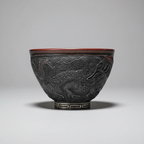 Carved Porcelain Tea Bowl - Dragon
