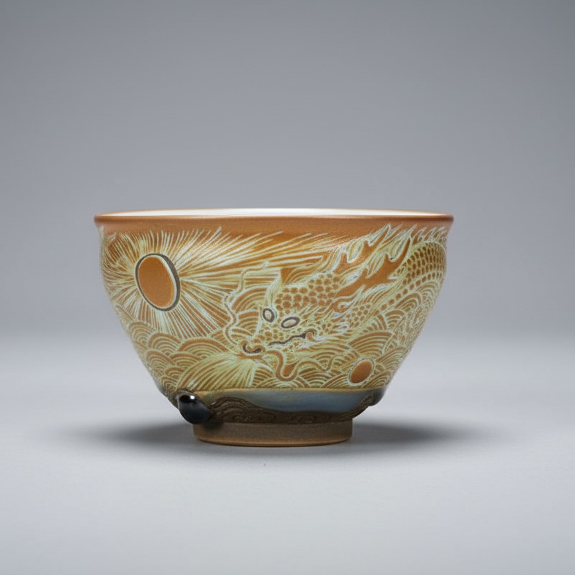 Porcelain Carving Golden Dragon