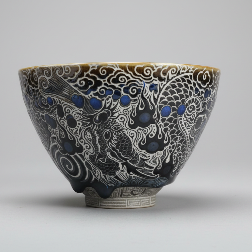 Porcelain Carving Nine-Pearl Dragon King