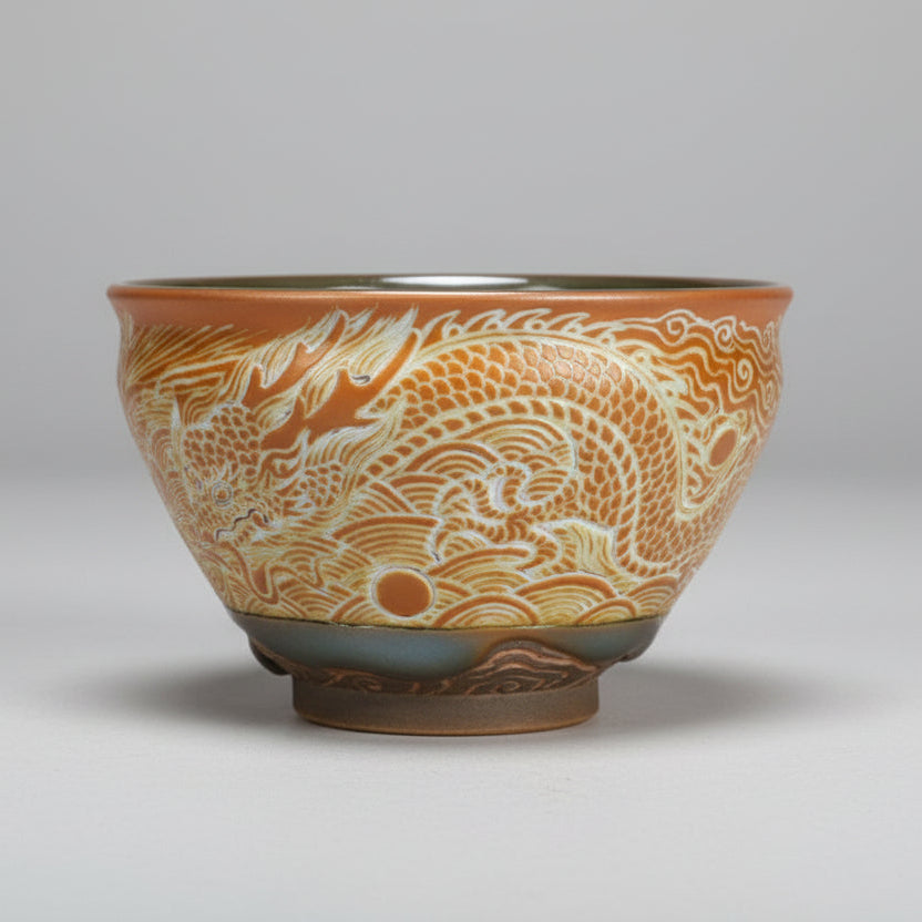Porcelain Carving Golden Dragon