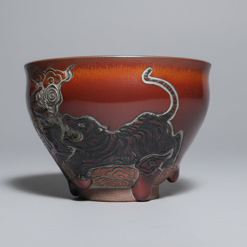 Hand-carved Porcelain Dragon and Tiger