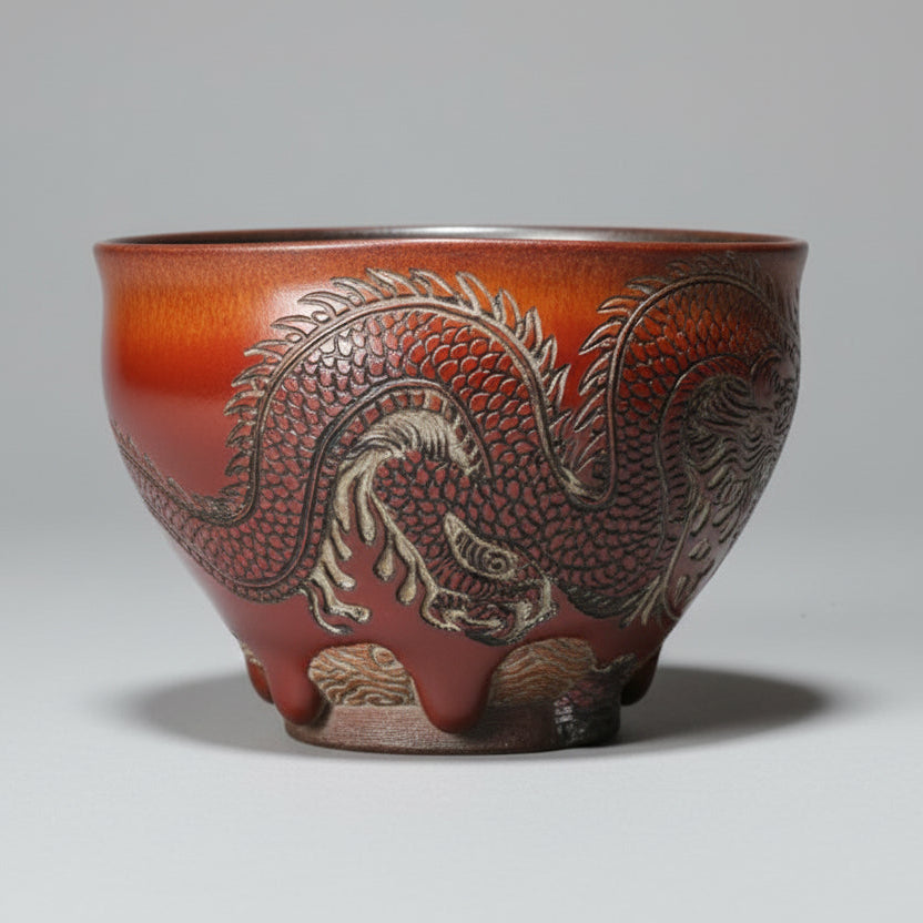 Hand-carved Porcelain Dragon and Tiger