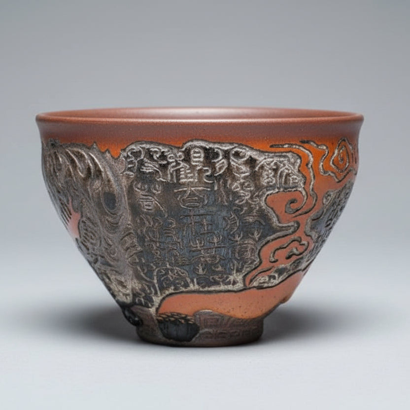 Carved Porcelain Tea Cup - Half Buddha Whole Self