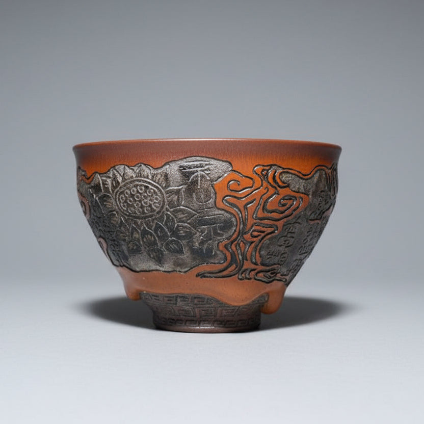 Carved Porcelain Tea Cup - Half Buddha Whole Self