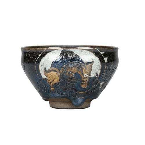 Carved Porcelain Tea Bowl Elephant