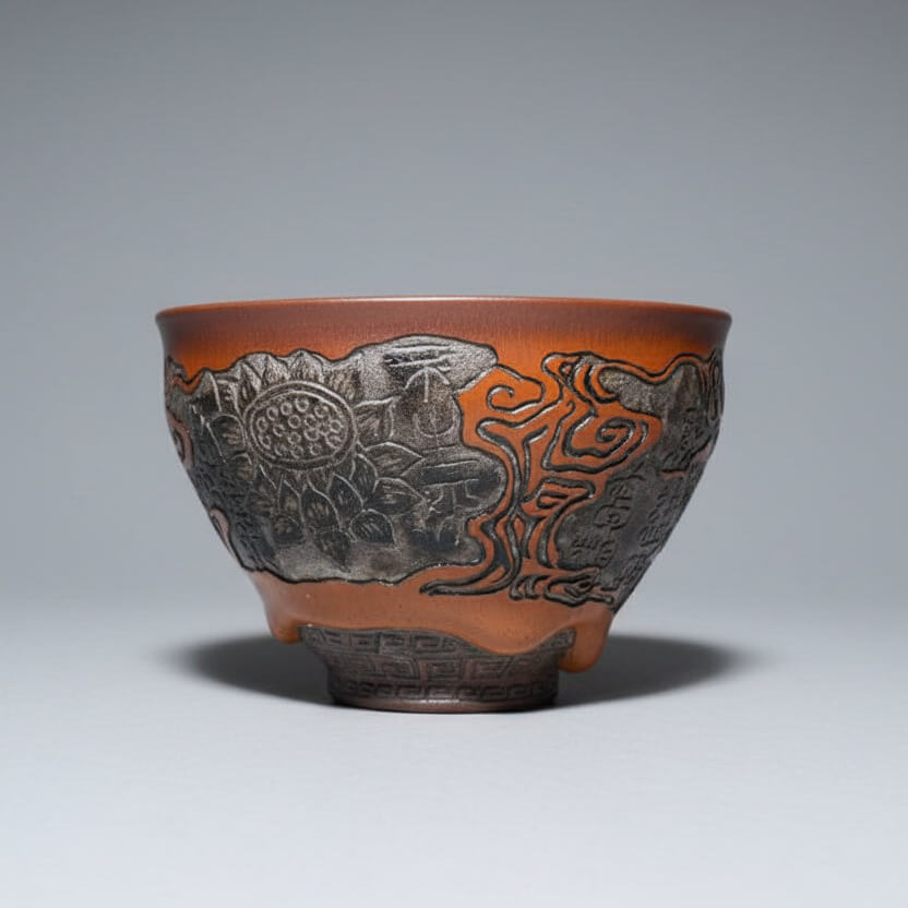 Carved Porcelain Tea Cup - Half Buddha Whole Self