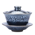 Handmade Tenmoku Flowers Gaiwan, Jian Zhan Tenmoku Gaiwan Tea Bowl