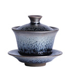 Handmade Tenmoku Zen Glazar Gaiwan, Jian Zhan Tenmoku Gaiwan Tea Bowl