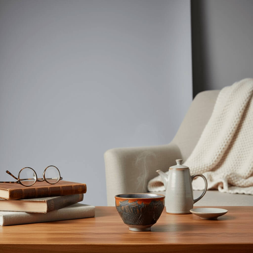 Hand Carved Porcelain Tea Cup Countryside Cottages