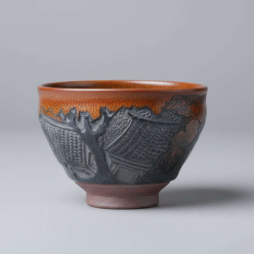 Hand Carved Porcelain Tea Cup Countryside Cottages