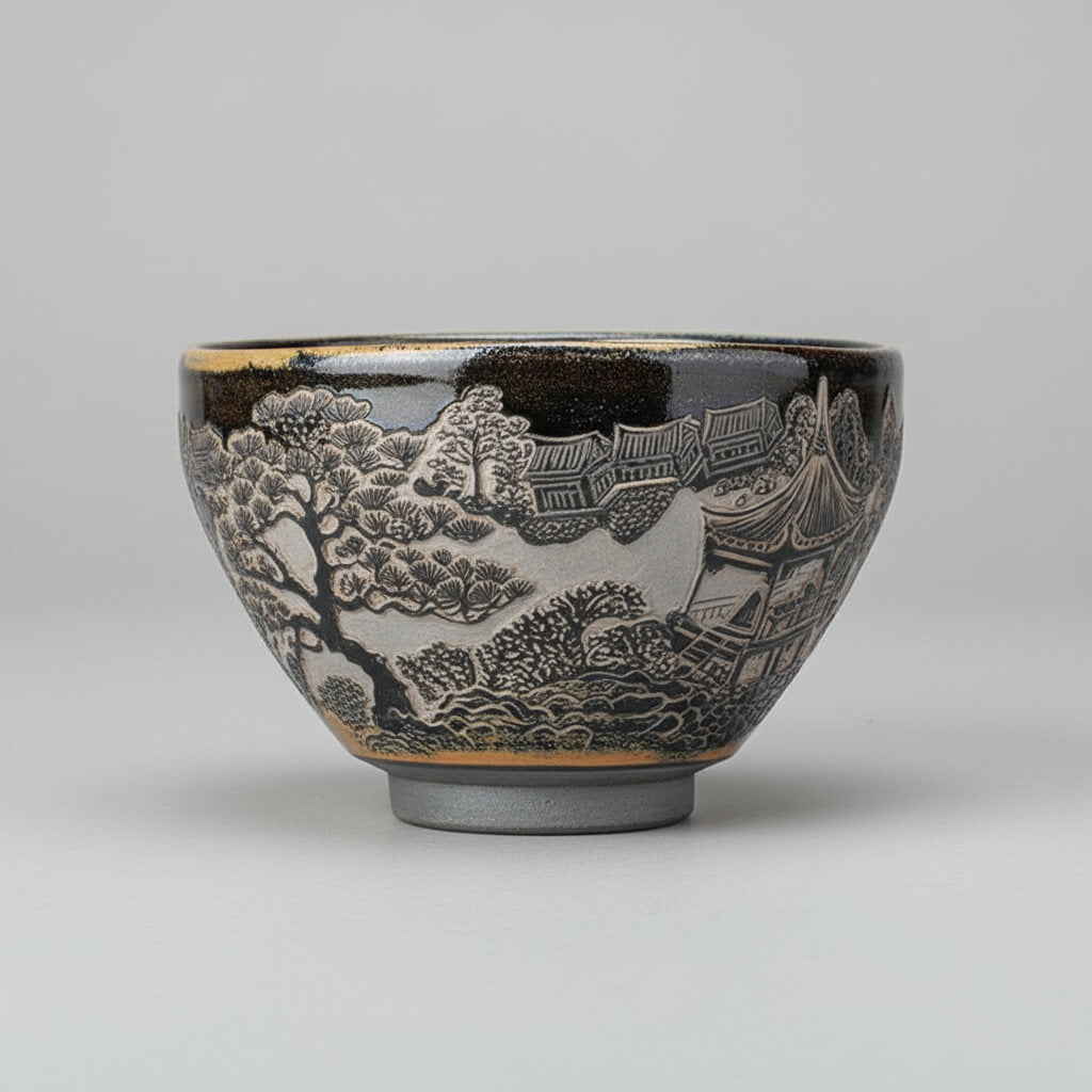 Hand-Carved Porcelain Tea Cup Home Decor Decorative Bowl