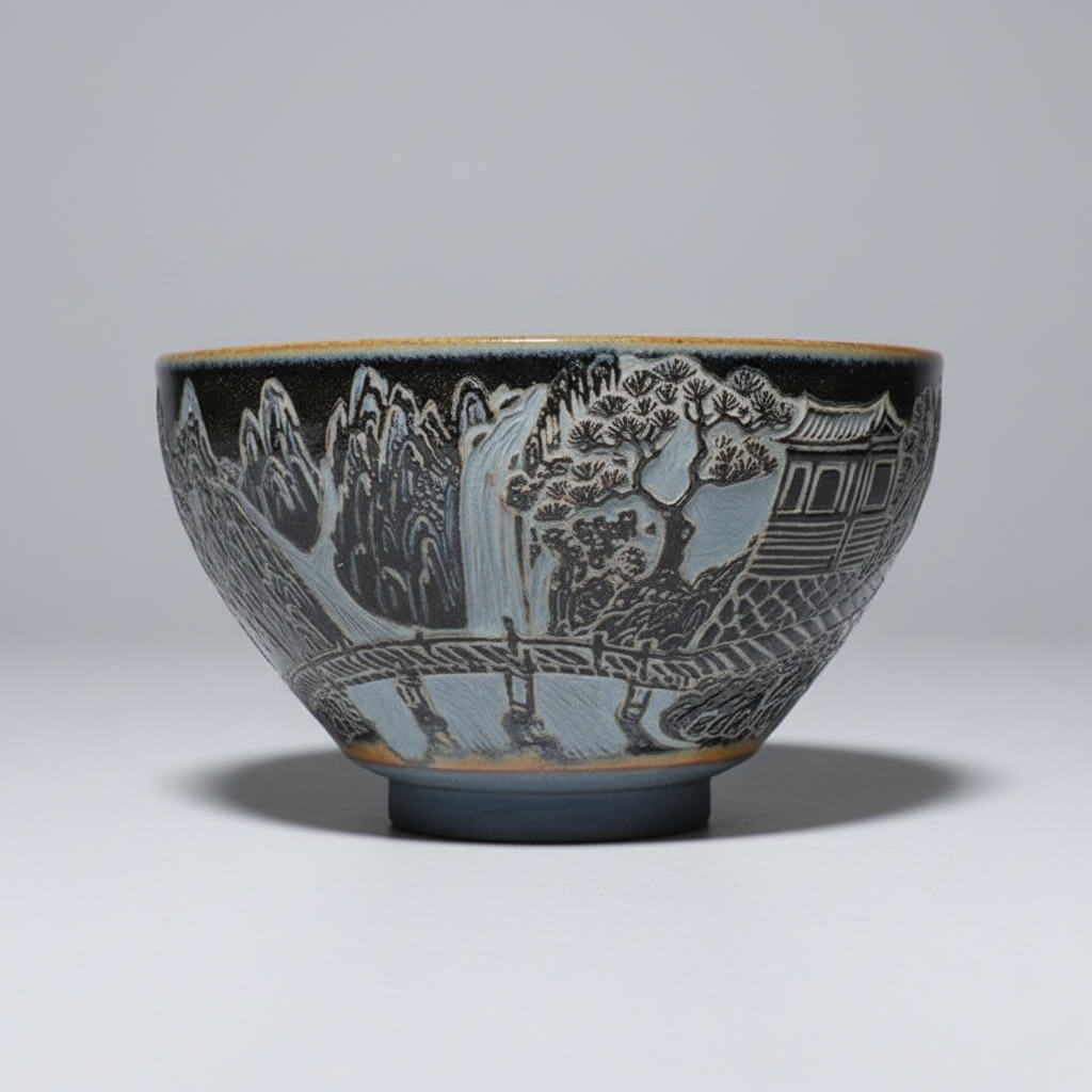 Hand-Carved Porcelain Tea Cup Home Decor Decorative Bowl