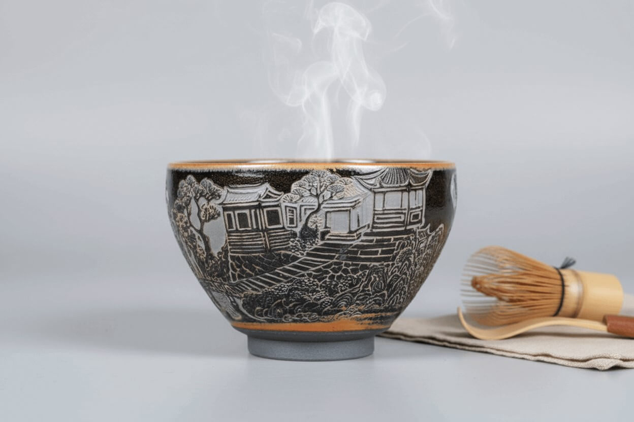 Hand-Carved Porcelain Tea Cup Home Decor Decorative Bowl