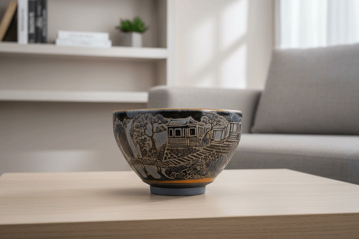 Hand-Carved Porcelain Tea Cup Home Decor Decorative Bowl