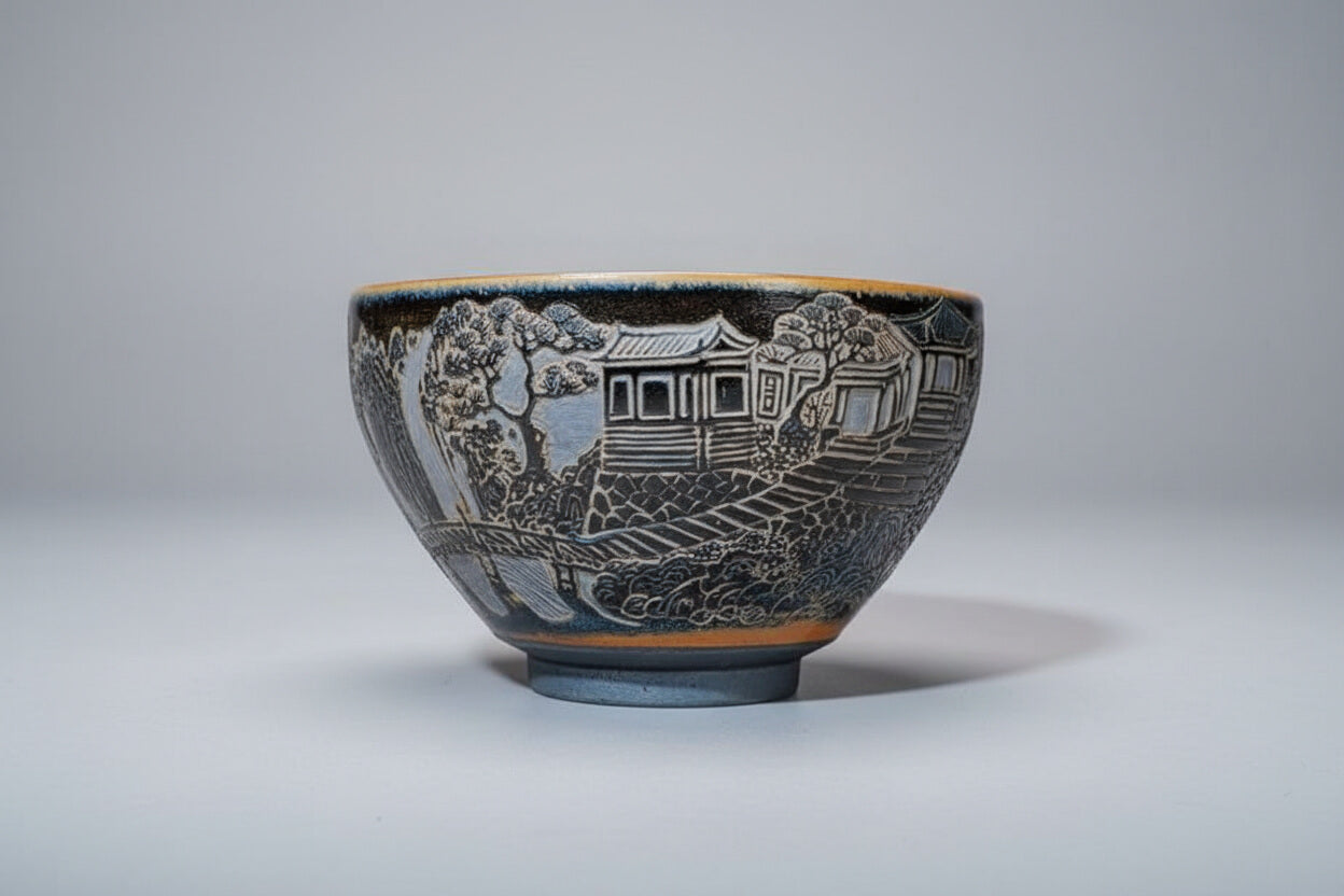 Hand-Carved Porcelain Tea Cup Home Decor Decorative Bowl