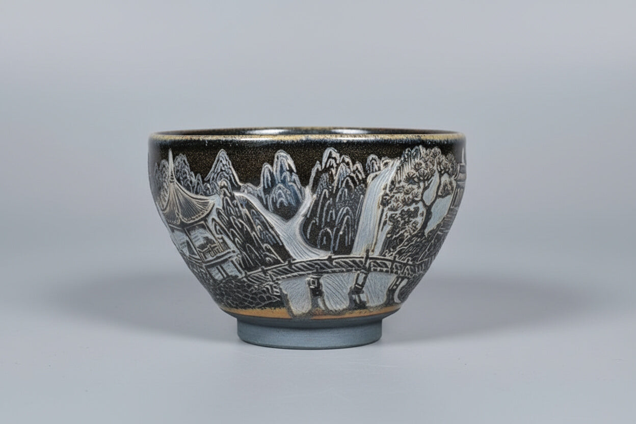 Hand-Carved Porcelain Tea Cup Home Decor Decorative Bowl