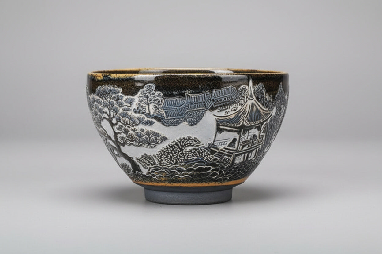 Hand-Carved Porcelain Tea Cup Home Decor Decorative Bowl