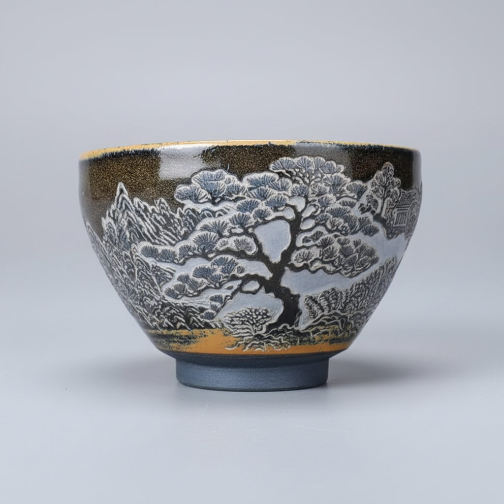 Hand-Carved Porcelain Tea Cup Home Decor Decorative Bowl