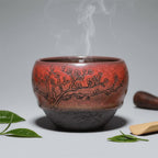 Hand Carved Porcelain Tea Cup Red Plum Blossoms
