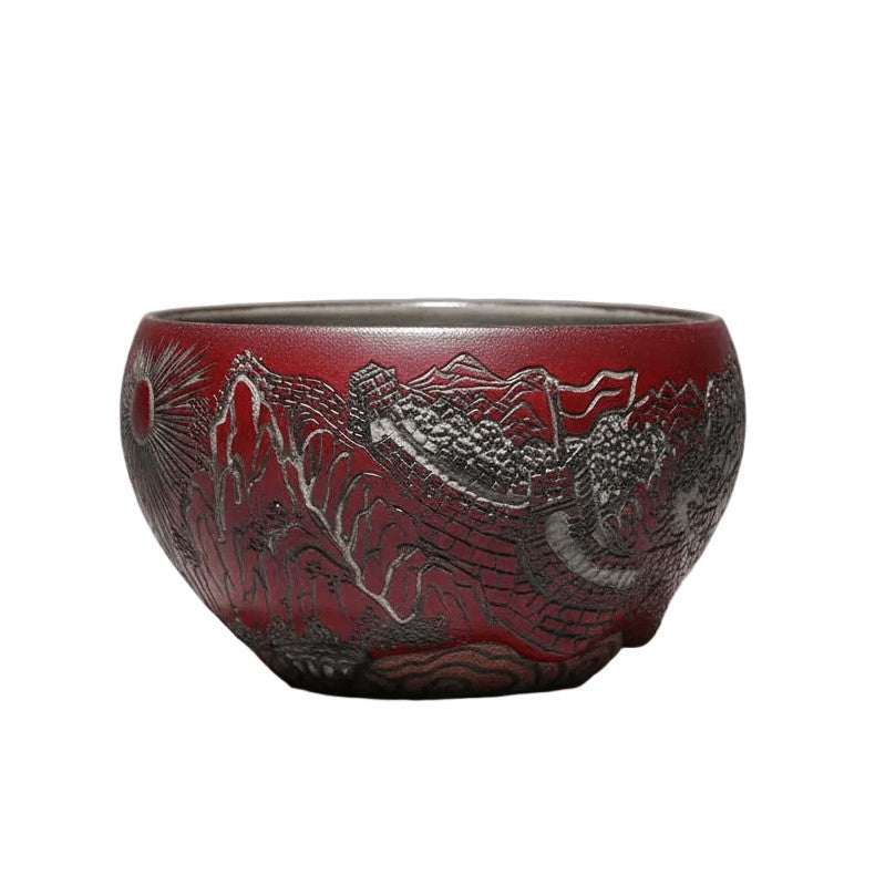 Hand-Carved Porcelain Tea Bowl Great Wall