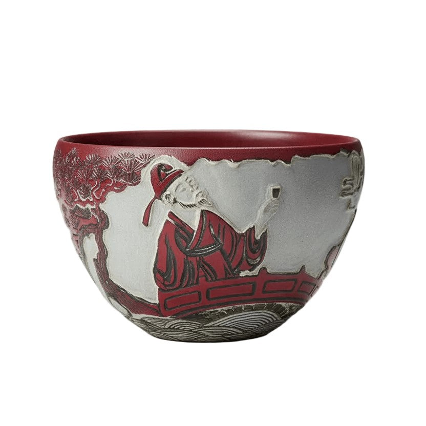 Hand-Carved Porcelain Tea Bowl Toast to the Moon