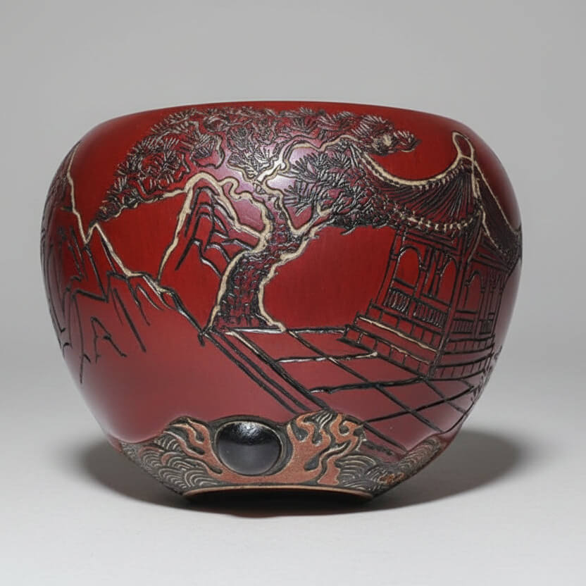 Hand-Carved Porcelain Tea Bowl -Toast to the Moon