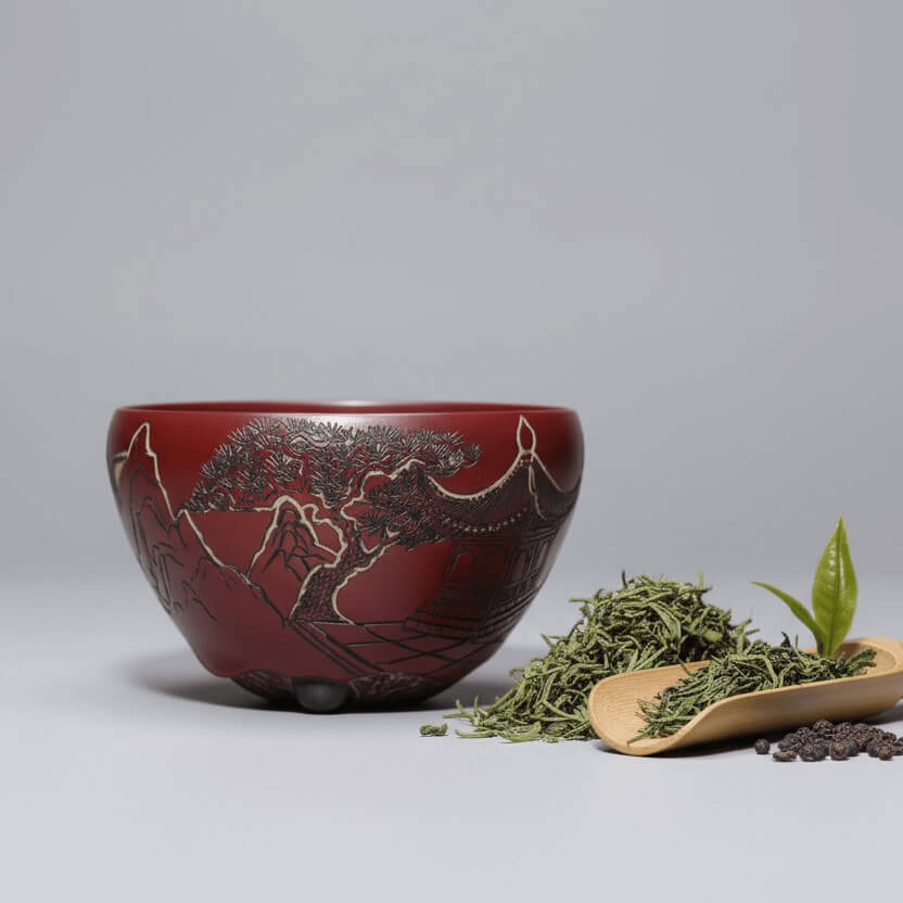 Hand-Carved Porcelain Tea Bowl Toast to the Moon