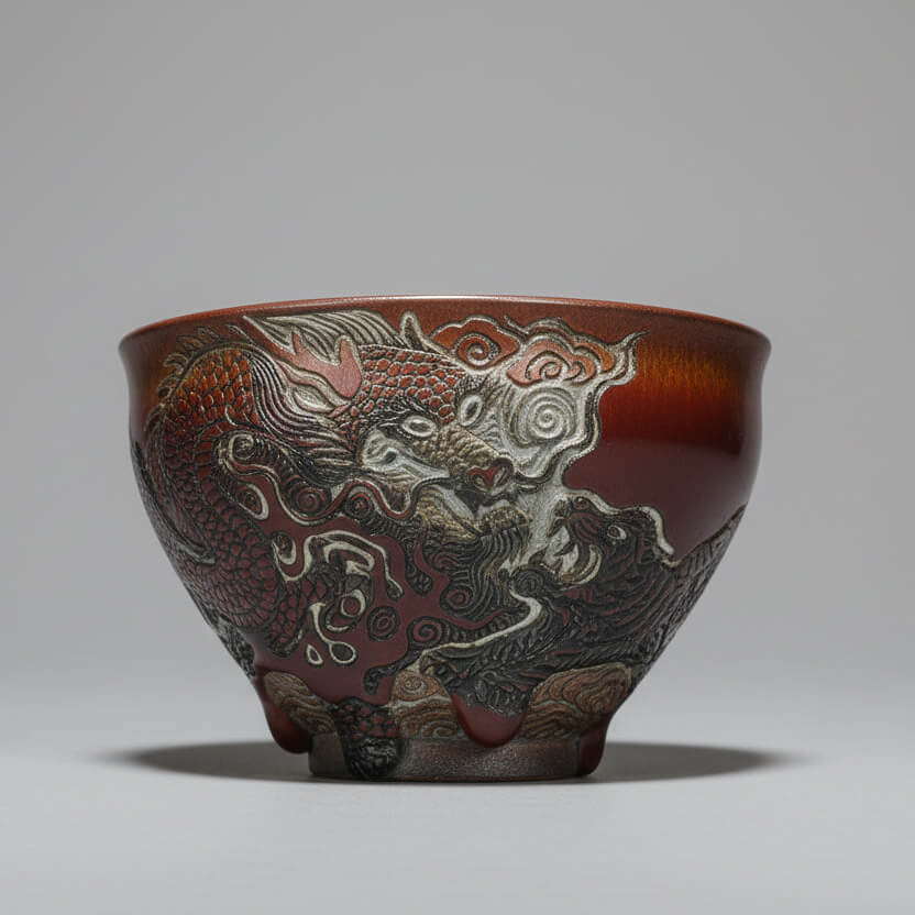 Hand-carved Porcelain Dragon and Tiger