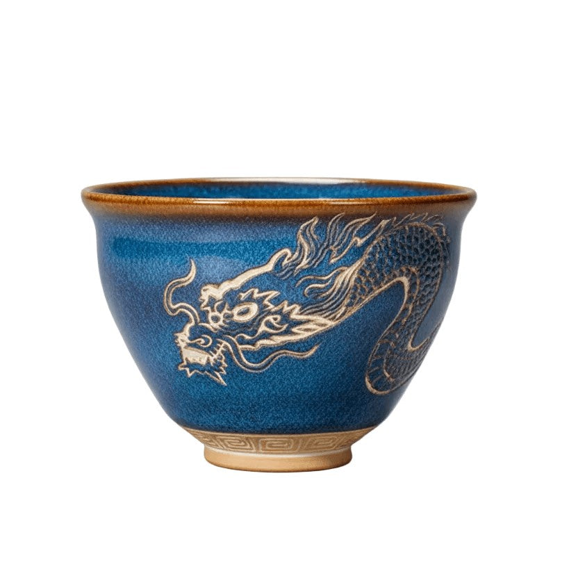 Hand Carved Ceramic Bowl Dragon
