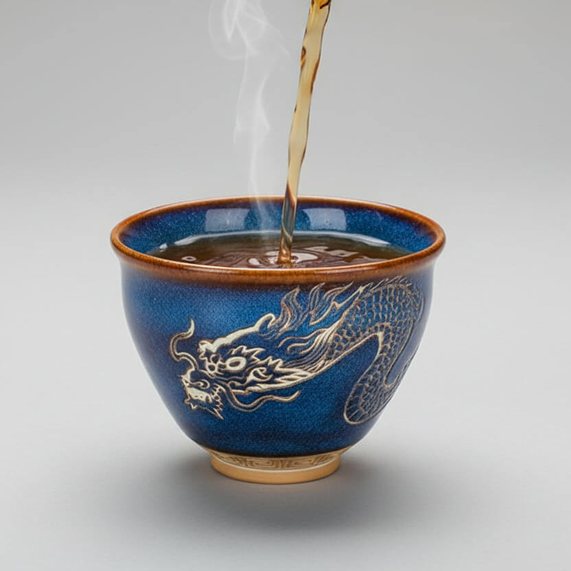 Hand Carved Ceramic Bowl -Dragon