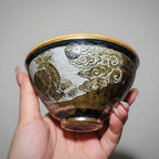 Hand Carved Ceramic Decorative Bowl Dragon Turtle