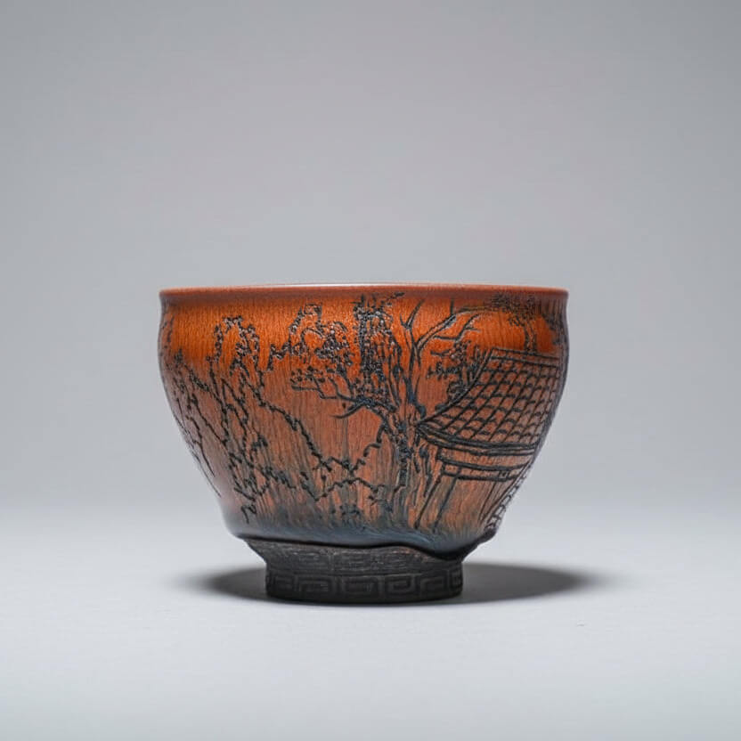 Hand Carved Ceramic Decorative Bowl -Village Life