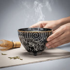 Hand Carved Ceramic Tea Bowl Dragon