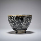 Hand Carved Ceramic Tea Bowl -Dragon