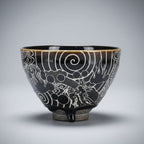 Hand Carved Ceramic Tea Bowl -Dragon