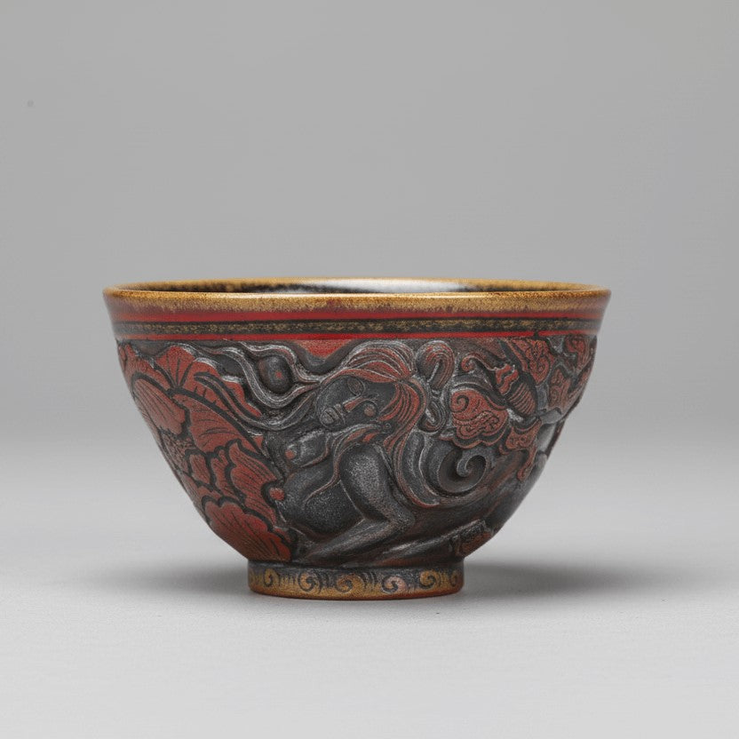 Hand Carved Porcelain Bowl Sgraffito Girl The Illusion of Form