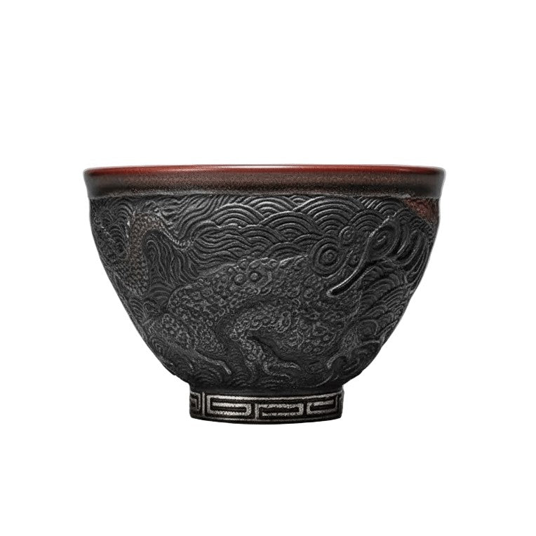Hand Carved Porcelain Tea Bowl Dragon