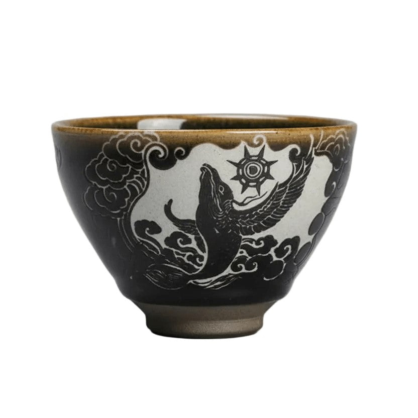 Hand Carved Porcelain Tea Cup Kun Peng
