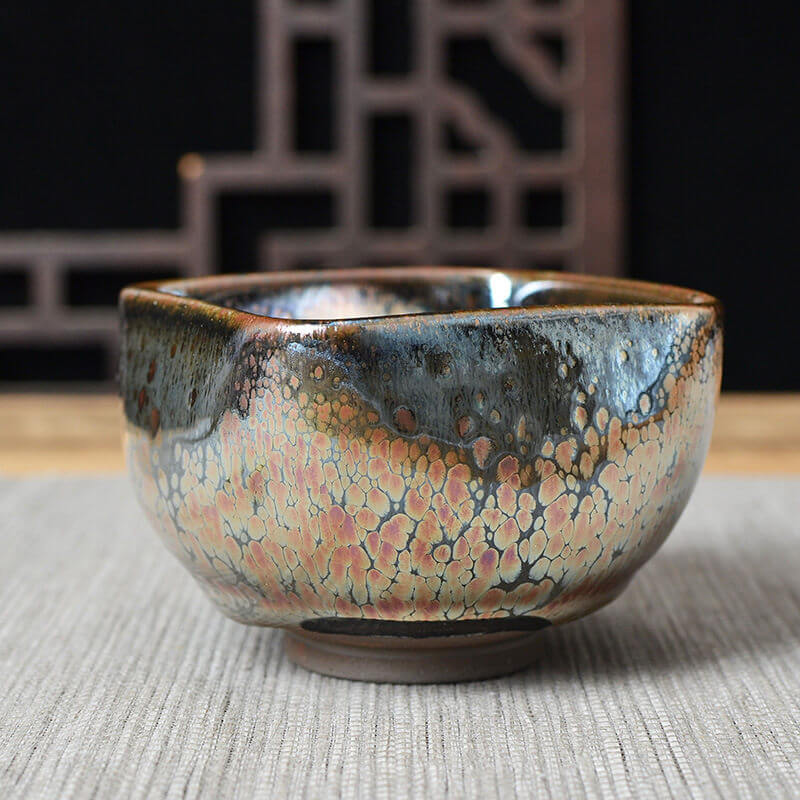 Handmade Square Tenmoku Tea Cup