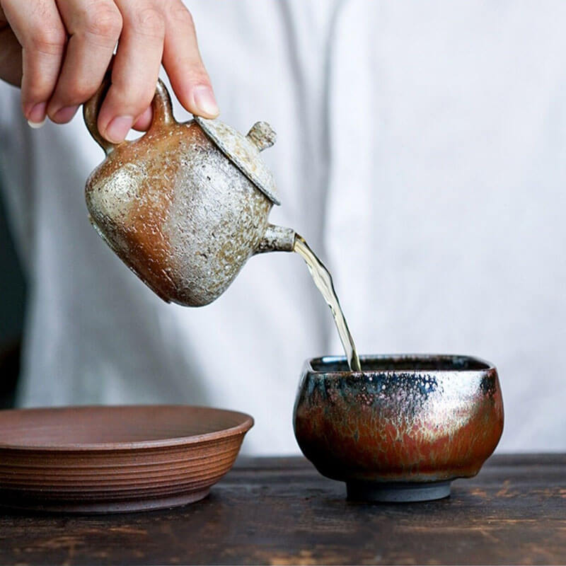 Handmade Square Tenmoku Tea Cup