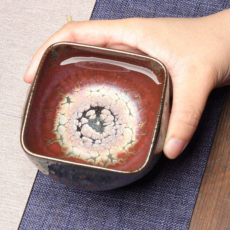 Handmade Square Tenmoku Tea Cup
