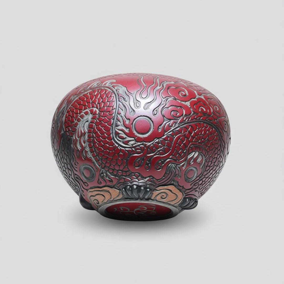 Porcelain Carving Nine-Pearl Red Dragon