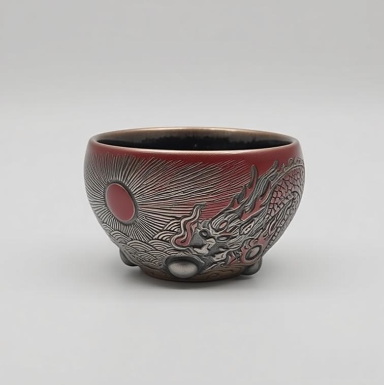 Porcelain Carving Nine-Pearl Red Dragon