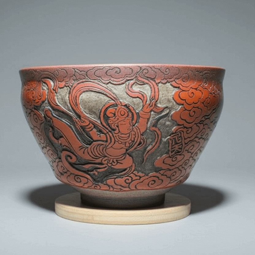 Porcelain Carved Ancient Buddhist Caves Celestial dancers