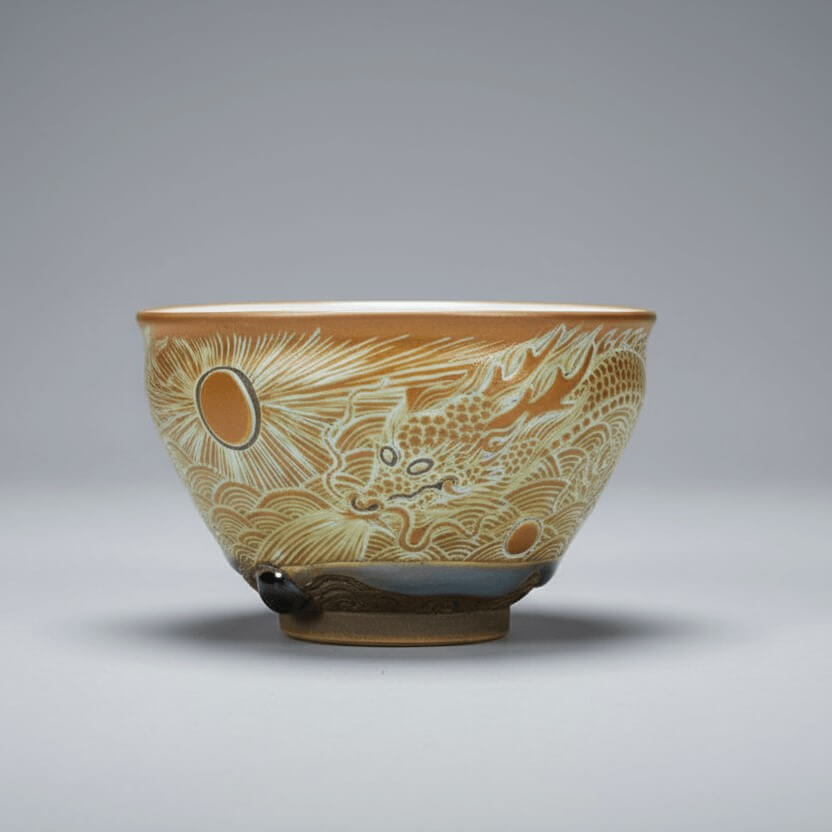 Porcelain Carving Golden Dragon