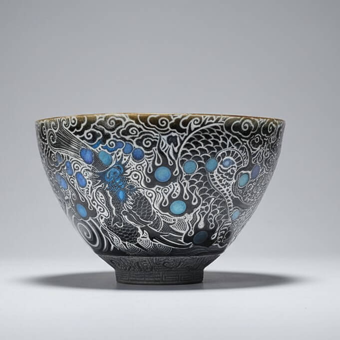 Porcelain Carving Nine Pearl Dragon King