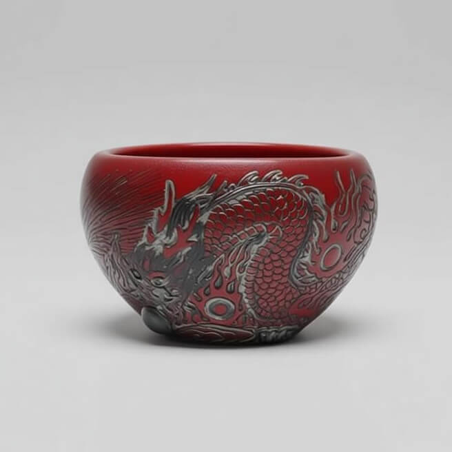 Porcelain Carving Nine-Pearl Red Dragon