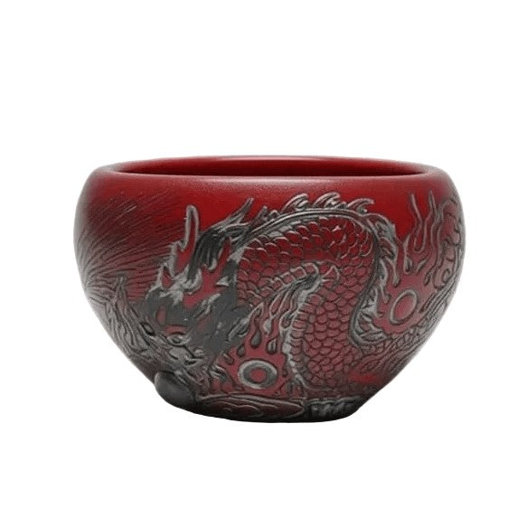 Porcelain Carving Nine Pearl Red Dragon