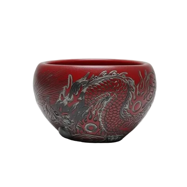 Porcelain Carving Nine-Pearl Red Dragon
